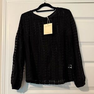 NWT Black Crochet Woven Blouse